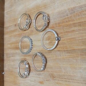 6 rings silver tone size 6.5